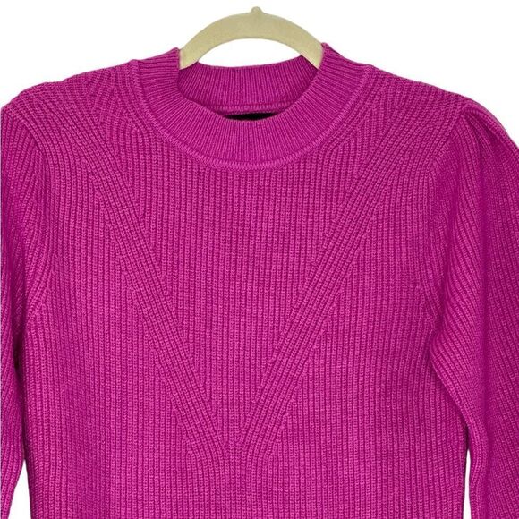 Donna Morgan Raspberry Pink Puff Sleeve Sweater Dress | Size M - Picture 5 of 12